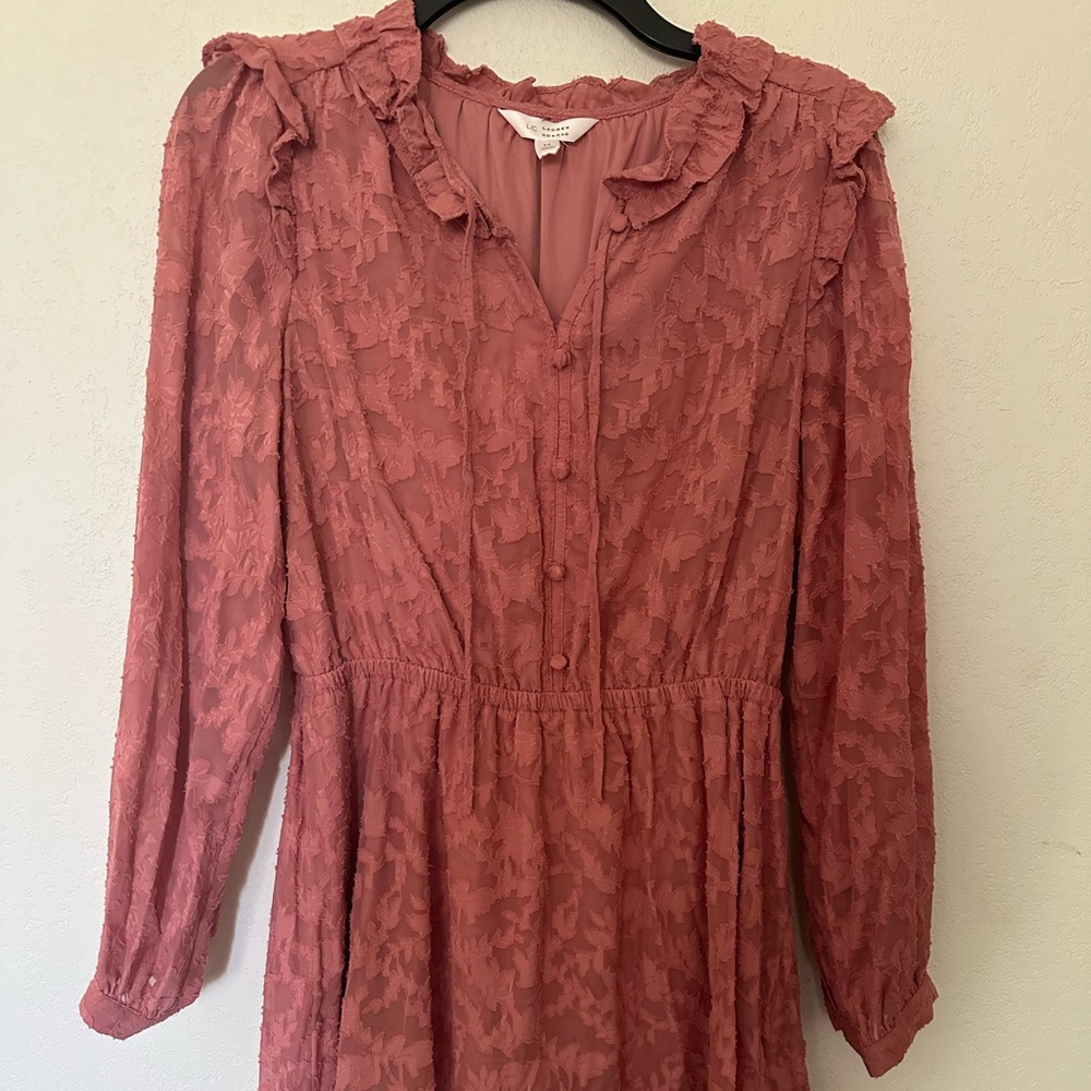 Pink floral dress with long sleeves